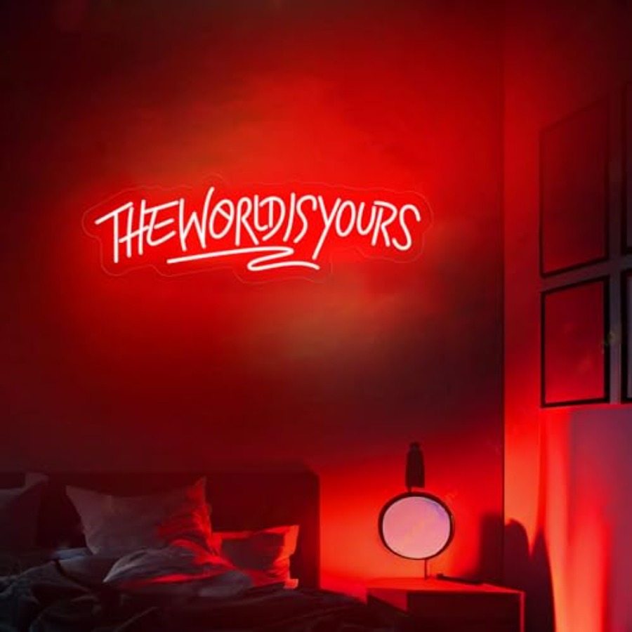 Неоновая вывеска «Мир принадле – обзор и цена Lighting Decor Bedroom